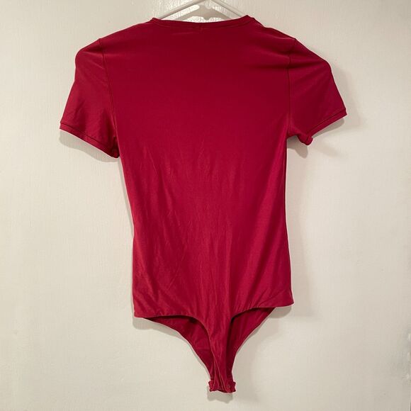Smoothez by aerie Short Sleeve Round Neck Bodysuit Red Size Small - Picture 4 of 11